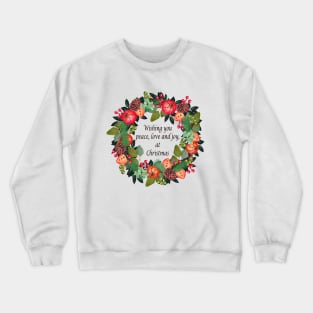 Traditional Christmas wreath and greetings Crewneck Sweatshirt